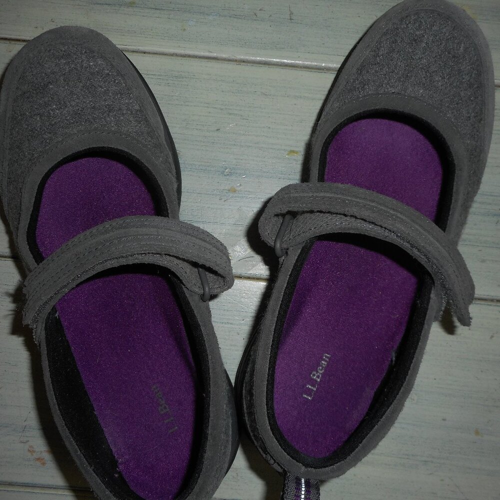 LLBean Mary Jane Wool & Suede Women's sz9 Shoes 71341 Gray/Purple